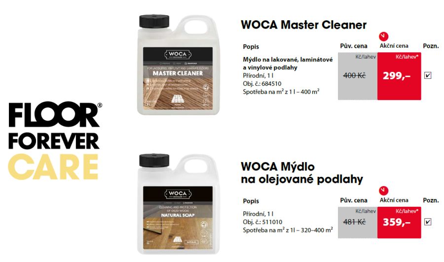 WOCA – vybraná péče a údržba podlah za akční cenu
