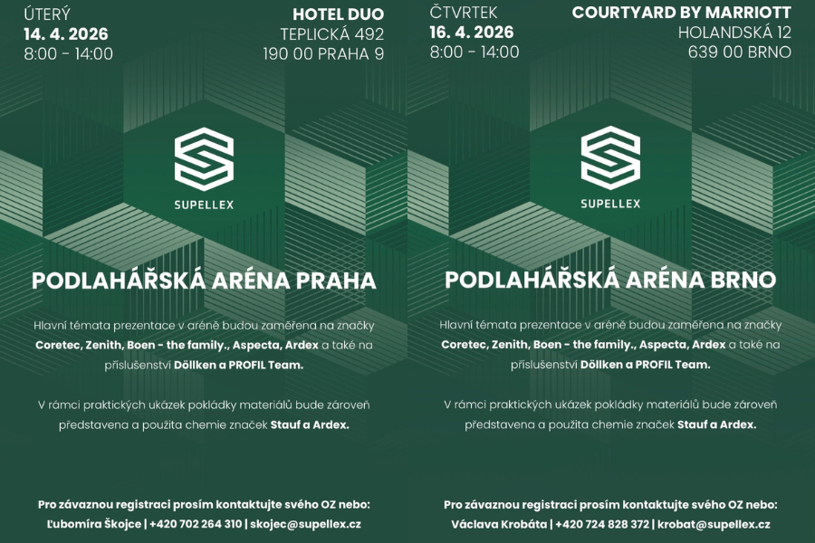 Podlahářské arény 2026 již příští týden - Praha, Brno