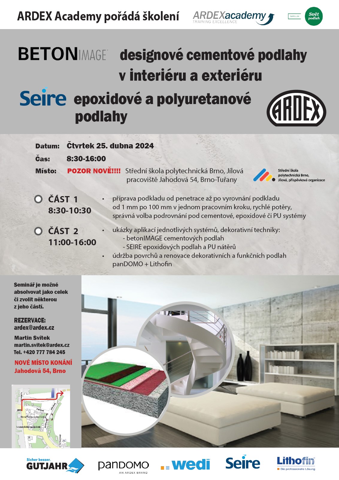 ARDEX Academy pořádá školení  - 25.4., SŠ polytechnická, Jahodová 54, Brno